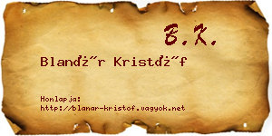Blanár Kristóf névjegykártya